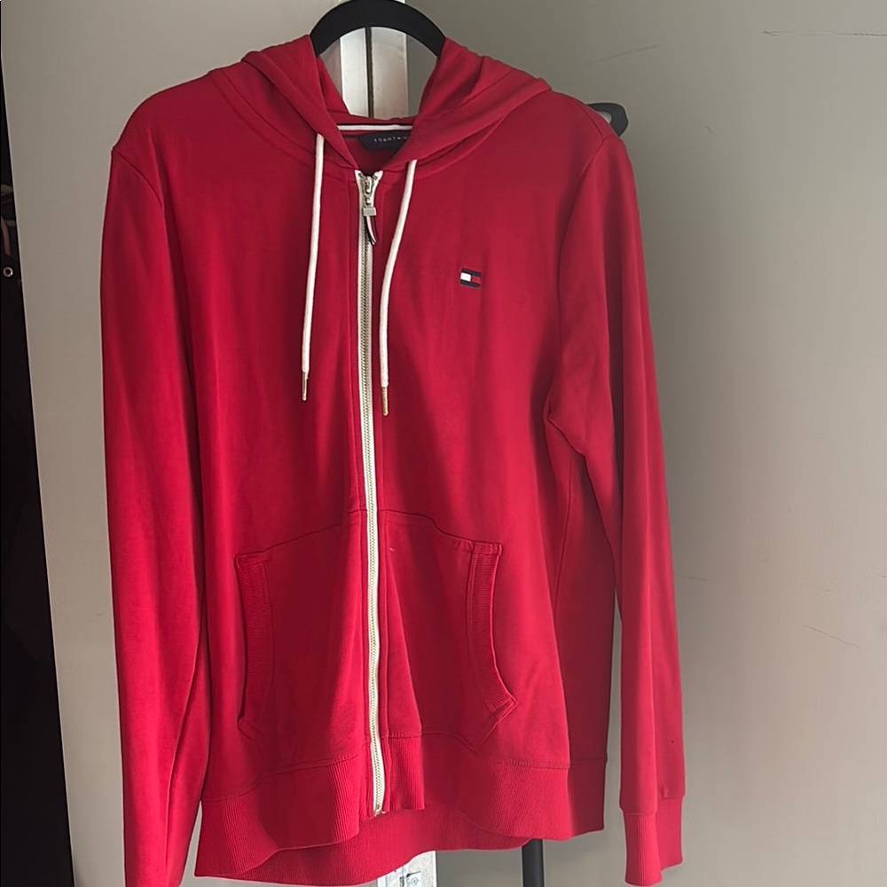 Tommy Hilfiger Classic Red Zip-Up Hoodie